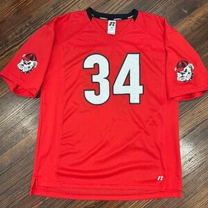 Russell Athletic UGA Herschel Walker 34 Red Jersey Sz L Bulldog University Ga